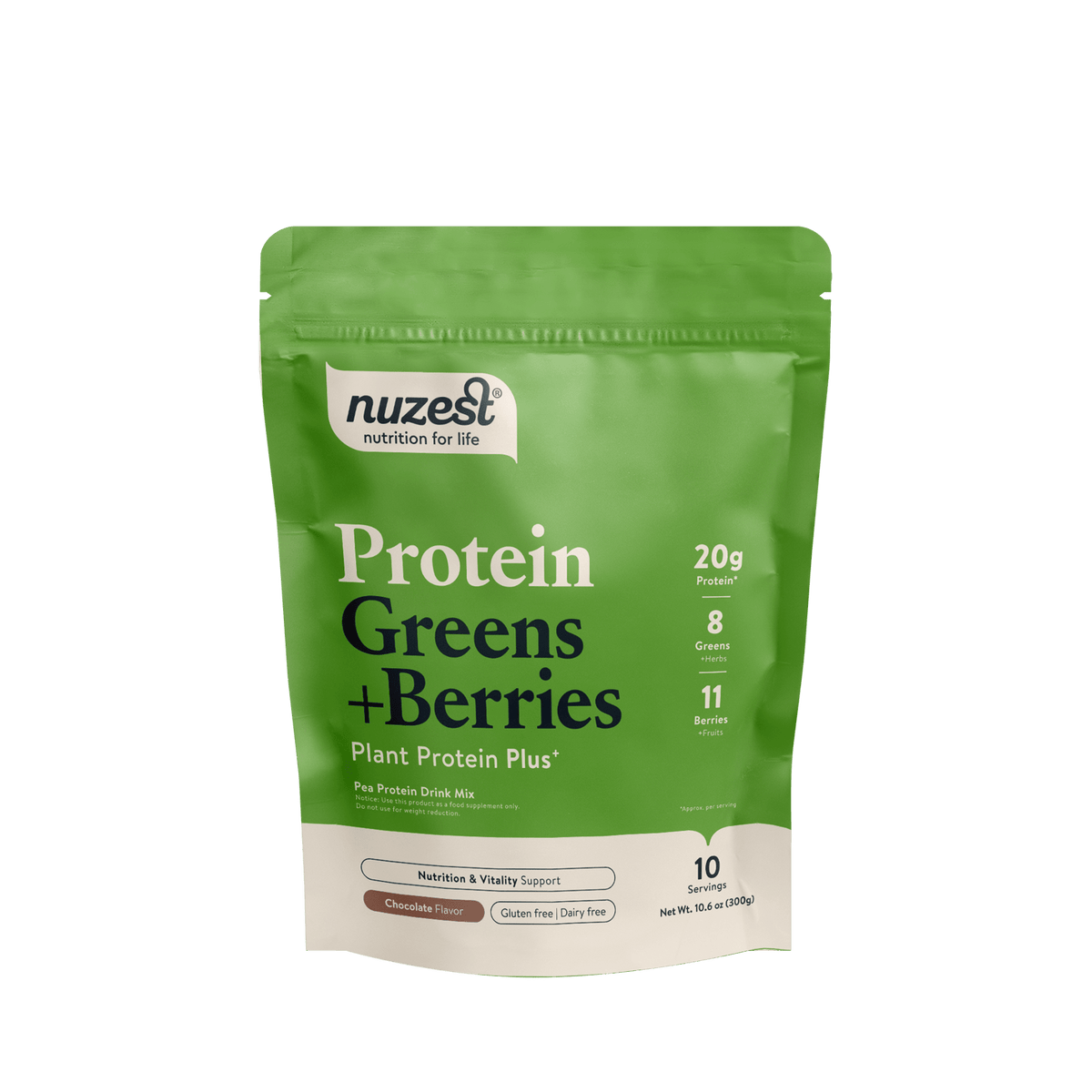 Nuzest - Protein Greens + Berries - Cocoa 300g (10 servings) 1